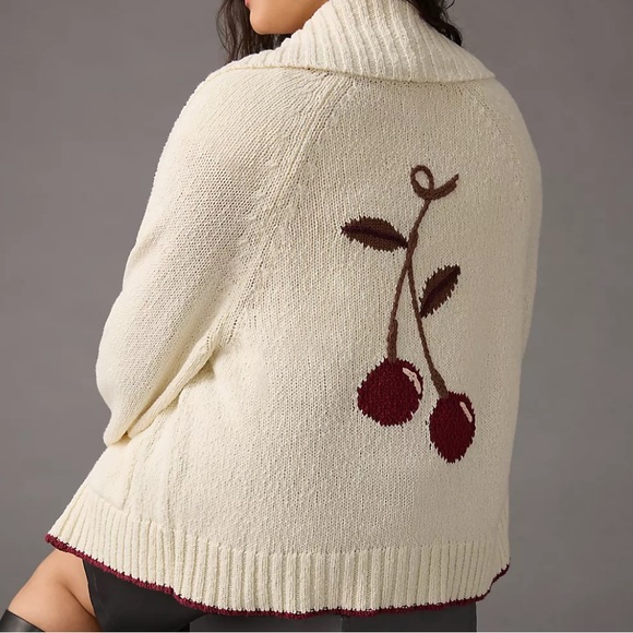 Anthropologie Maeve Cherry Cardigan Sweater Size Large - Picture 5 of 16